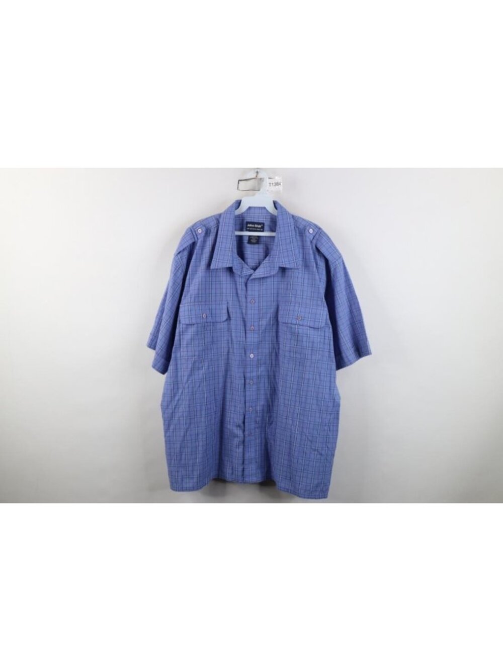 Vintage 90s Military Safari Collared Button Shirt Mens Size 2XL Blue Plaid Faded